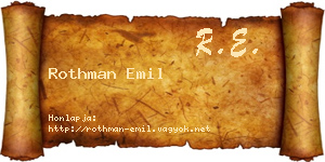 Rothman Emil névjegykártya